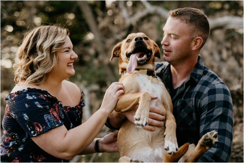 Wisconsin engagement photographer with dog